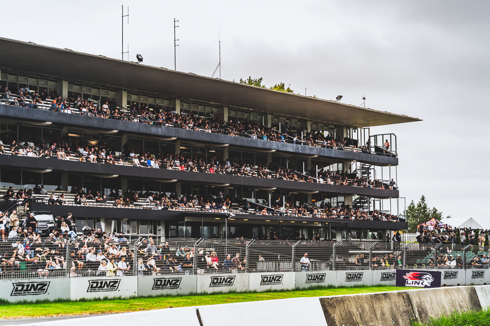 Packed grandstands watching D1NZ